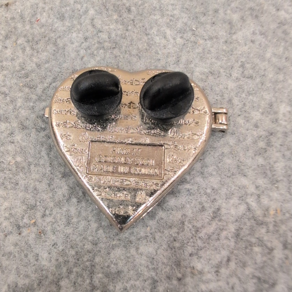 Disney 100th Birthday Walt Disney Heart Locket Pin 77 2001 Silver Tone 1901-2001 - Picture 3 of 6